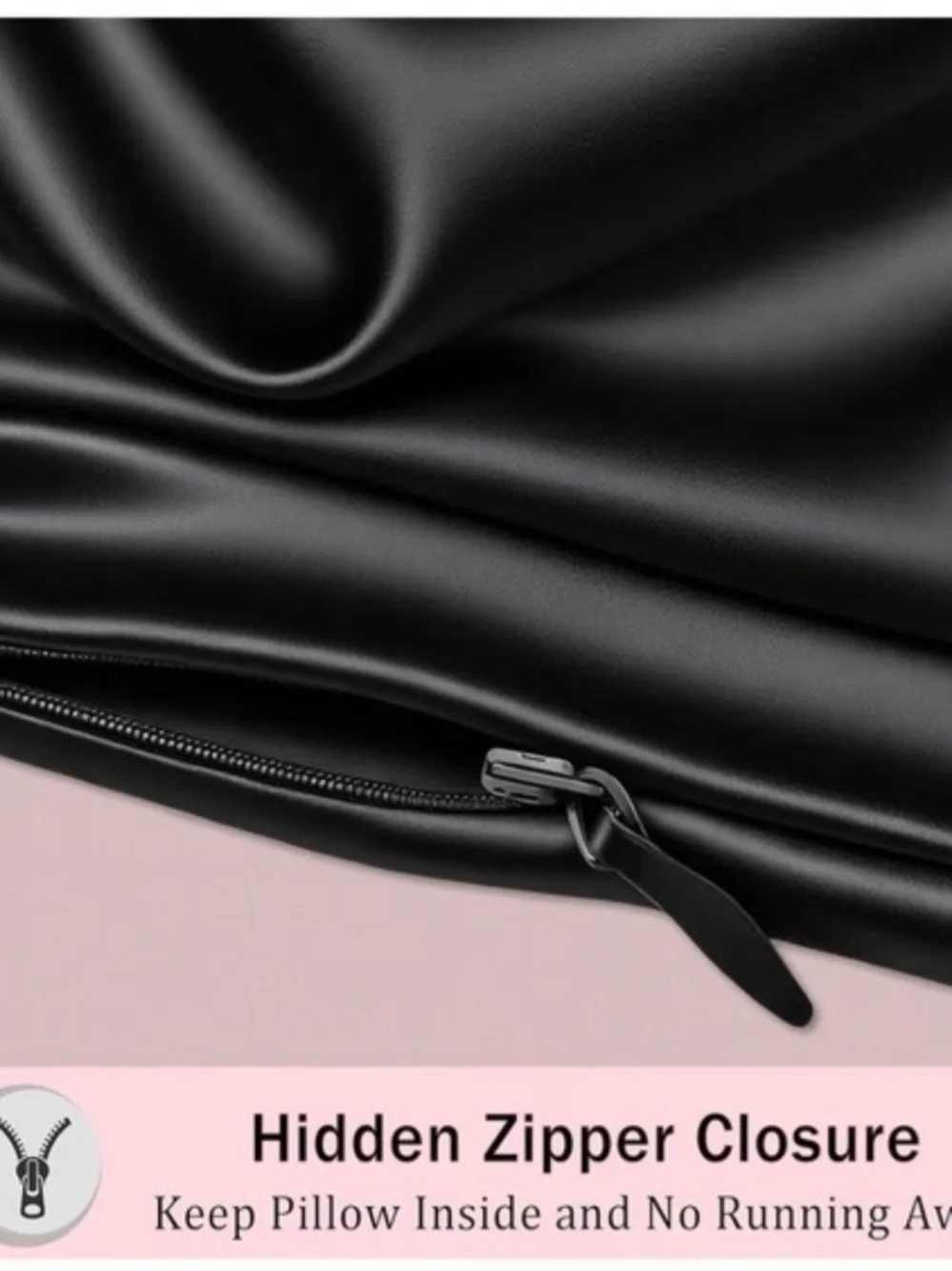 SSilkdsy Black Silk Satin Pillowcase Set — Smooth 2-Pack Luxury Covers New